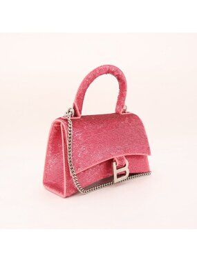 Balenciaga Sequined Hourglass Shape Top Handle Bag XS Pink